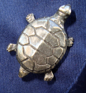 Vintage turtle brooch, signed, 