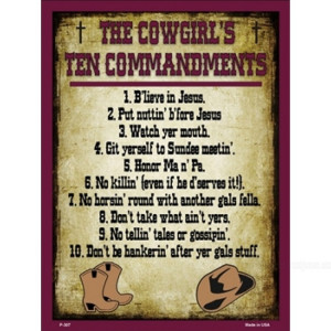The Cowgirls Ten Commandments