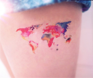 World Map tattoo - InknArt Temporary Tattoo - wrist quote tattoo body ...