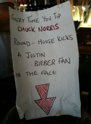clever tip jar chuck norris bieber