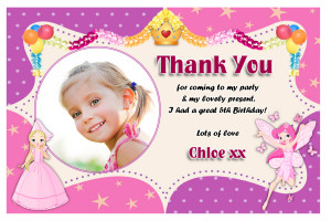 ... Princess Fairy Birthday Thank you thankyou PHOTO Cards N181