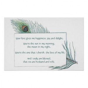 Vintage Peacock Feather True Love Quote Poster