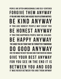 Inspirational Mother Teresa Quote Do it Anyway by LADYBIRDINK, $15.00 ...