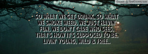 So what we get drunk, so what we smoke weed, we just havin' fun, we ...