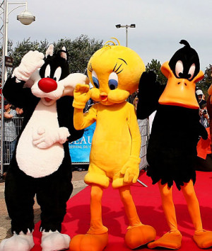 Cartoon characters Sylvester the cat, Tweety Bird, Daffy Duck ...