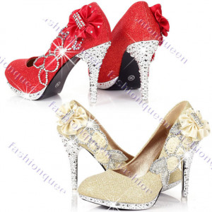 Fashion Women's Diamond Shoes Glitter Ankle Diamantes Flowers High ...