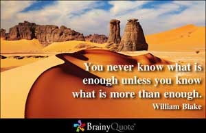 You never know what is enough unless you know what is more than enough ...