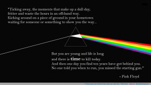 Ticking away, the moments that make up a dull day…” Pink Floyd ...