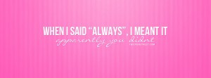Pink Broken Heart Quote Facebook Cover