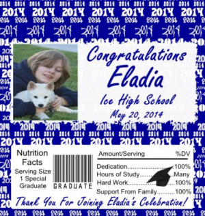 25- 2014 Graduation Personalized Candy Bar Wrappers