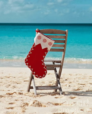 Stocking on the Beach Christmas Scene