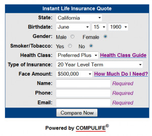 Compulife quote form - life insurance quote engine
