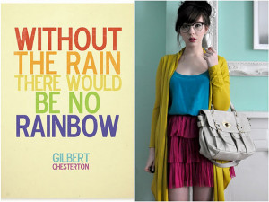 colorful, cute, dress, girl, quotes, rain, rainbow, style, sweet ...