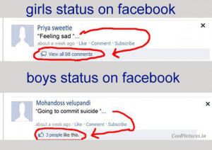 Girls VS Boys at Facebook Status Funny