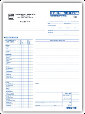 6579; Residential Cleaning Work Order Invoice form
