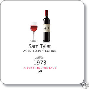 Details about Personalised 40TH BIRTHDAY drinks coaster - vintage wine ...