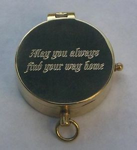 ... ROMANTIC May You Find Your Way Home New Engraved Brass Pocket Compass
