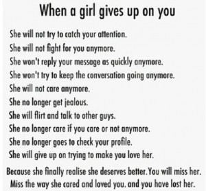Signs of her giving up on you