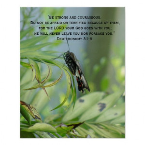 Courage Bible Verse Inspirational Butterfly poster