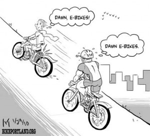 Bike Portland E-Bike Cartoon