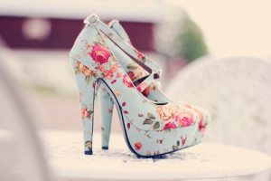 cute, flowers, heels, high, high heels, shoes, vintage