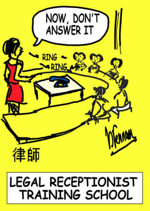 Legal cartoon, legal receptionist, Paul Brennan
