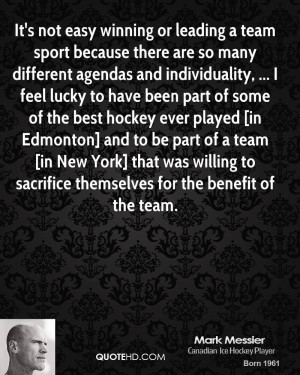 It's not easy winning or leading a team sport because there are so ...