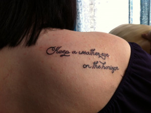 Nice Right Back Shoulder Quote Tattoo