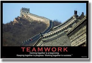... Motivational TEAMWORK POSTER - Henry Ford Quote - Great Wall of China