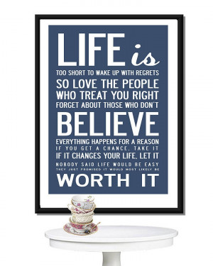 Life Is Too Short' Quote Print Or Canvas