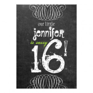 Sassy Sweet Sixteen Chalkboard Invitation