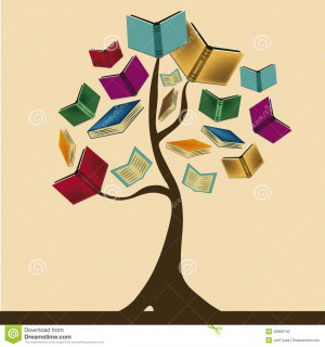 beautiful tree composed by books representing knowledge.