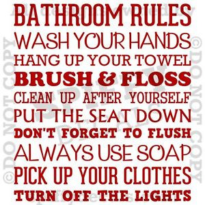 ... -RULES-WASH-BRUSH-FLOSS-FLUSH-Quote-Vinyl-Wall-Decal-Decor-StickeR
