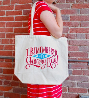 Remembered my Grocery Bag! reusable shopping bag at Emily McDowell