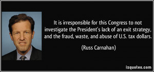 exit strategy, and the fraud, waste, and abuse of U.S. tax dollars