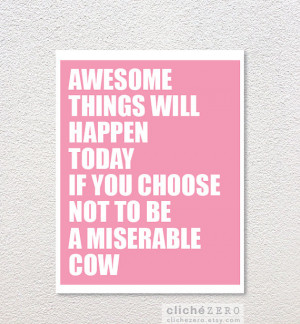 Awesome Things Will Happen Today Digital Print Typography Bright Pink ...