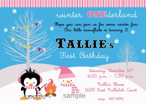 Winter Wonderland Invitation Birthday Baby Shower Custom Personalized