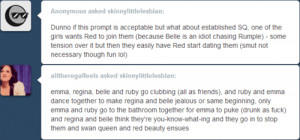 Pairing: Emma Swan/Regina Mills/Ruby Lucas | Emma/Regina