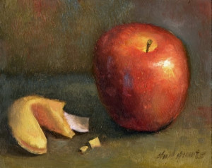 Fortune Cookie with Apple 8 x10 Oil on panel -- Hall Groat II