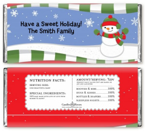 Frosty the Snowman - Personalized Christmas Candy Bar Wrappers