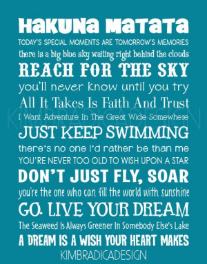 Disney Inspirational Movie Quotes Subway Art by KimBradicaDesign, $20 ...