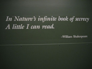 In nature's infinite book of secrecy A little I can read. - William ...