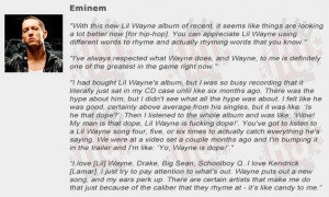 Lil Wayne Rap Lyrics Quotes Eminem compliments lil wayne