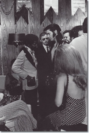Sammy Davis Jr with Elvis Presley, backstage, Opening Night 1969.