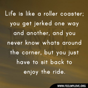 Life is like a roller coaster; you get jerked one way and another, and ...