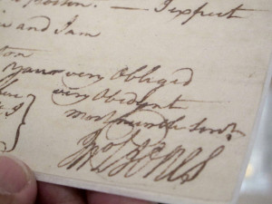 In this June 20, 2013 photo, the signature of John Paul Jones appears ...