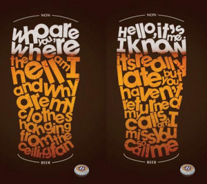Top beer ads from Buckler - Two beer glasses with words and letters ...