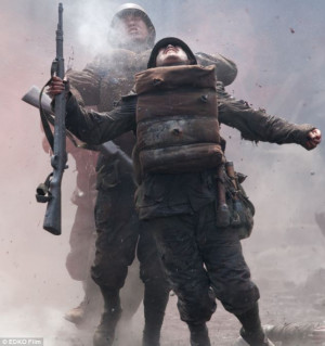 under fire in a scene from new Chinese movie epic Flowers of War ...