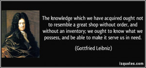 ... inventory; we ought to know what we possess, and be able to make it