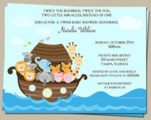 Noahs Ark Baby Shower Invitations f or Twins or One Child, Set of 10 ...